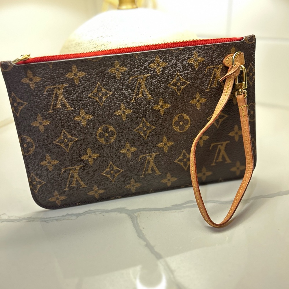 Louis Vuitton Red and Black Striped Pouch